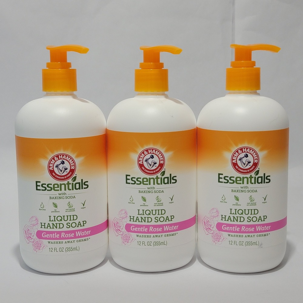 Arm & Hammer Essentials Liquid Hand Soap Gentle‎ Rose Water 12oz 3 Pack